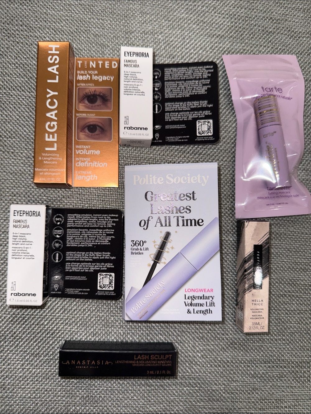7 pc mixed designer brand new deluxe travel size mascara